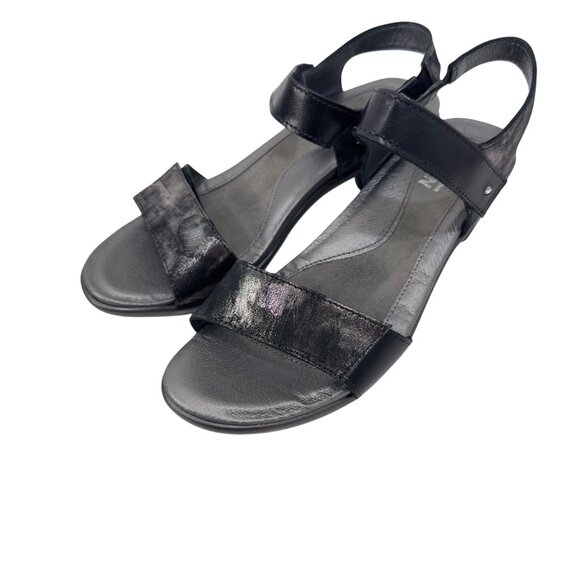 Naot Womens Black/Metallic Double Strap Leather Heeled Sandals Size 37 - Picture 5 of 13